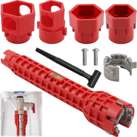 14 en 1 Cle Robinet Evier, Cle a Bonde, Clé a Tube pour Robinets Evier, Clé de Robinet Multifonction pour Toilettes, Salle de Bain et Cuisine (1/5)