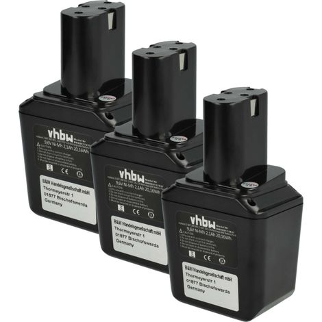 vhbw 3x batteria sostituisce Bosch 2 607 335 095, 2607335095, 2 607 335 103, 2607335103 per utensile elettrico (2100 mAh, NiMH, 9,6 V)
