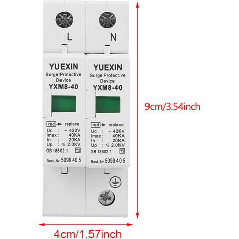 220V 40KA 2P Parafoudre Protecteur de Surtension Domestique Voltage Surge Arrester Device Dispositif de Contre les Surtensions (1/3)