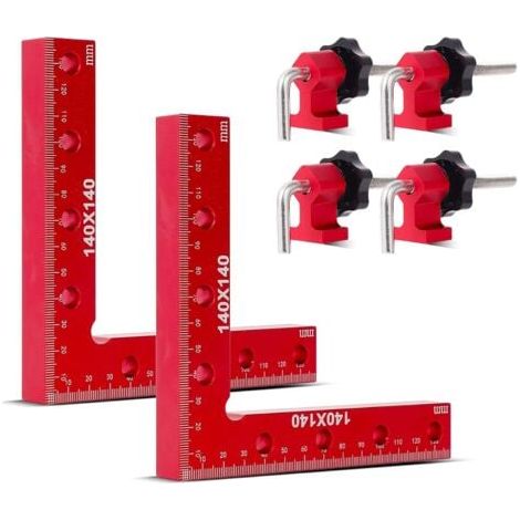 Serre Joint Angle à 90 Degrés, Lot de 2 Équerres de Positionnement de type L, 140mm x 140mm Serre Joint Menuisier en Aluminium, Pour Les Armoires, Le Cadre Photo, Les Tiroirs, Boîte (1/5)
