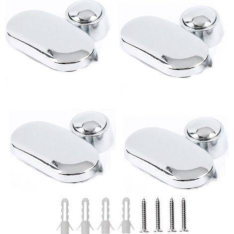 Lot de 4 fixations Clips flottants en alliage de zinc pour miroirs ovales Convient aux miroirs de 3 à 5 mm d'épaisseur (1/4)