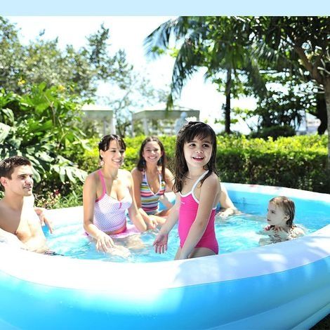 Aufblasbarer Pool 110 cm x 88 cm x 33 cm – Dickes 0,4 mm PVC – Schnelles Aufblasen in 3-4 Minuten – Bequem zum Treten – Fallsicher für Kinder (1/4)