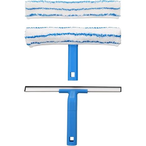 Raclette à vitre Professionnelle(30cm), Lave-vitre avec Raclette Silicone et Brosse Microfibre, Kit de Nettoyage de Vitres pour Salle de Bain, Douche, Voiture, Fenêtres (1/5)