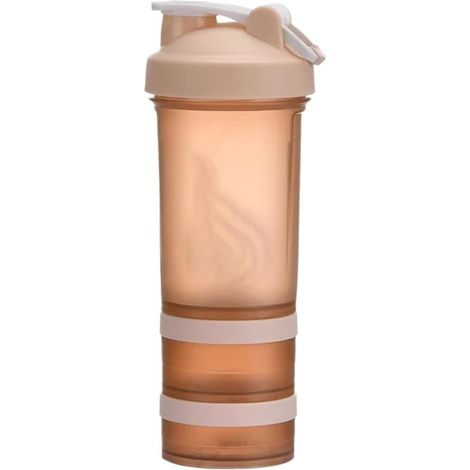 Shaker à 3 compartiments pour protéines en poudre, eau et musculation (Orange)