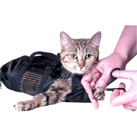 Sac de retenue pour le bain et les toilettes du chat (pour couper les griffes et les ongles) (1/4)