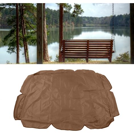 Housse de siège/coussin de balancelle/hamac 3 places en tissu Oxford 210D argenté, imperméable, en taffetas de polyester, couleur café, pour jardin, terrasse ou extérieur. Dimensions : 142 x 120 x 18 (1/5)