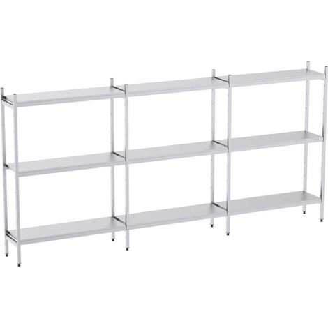 Rayonnage en Acier Inoxydable Linéaires - 4020 à 4950 mm - 3 Niv - P400 - Distform