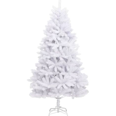 Albero di Natale Albero natalizio Albero festivo Artificiale Incernierato con Base Bianco 210cm (1/5)