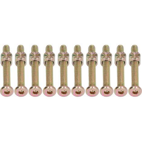 Lot de 10 vis hexagonales M6x50mm en acier inoxydable galvanisé pour lit bébé, kit de fixation pour meubles. (1/5)