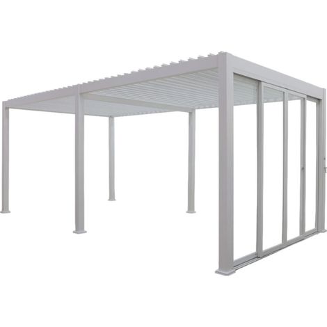 set 4 vetri scorrevoli per pergola bioclimatica eurogarden "atena" in vetro temperato bianco lato 3 mt