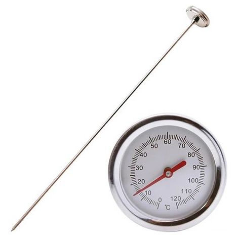 Bodenthermometer Gartenkompost Thermometer Bodentemperatur messen Lange Edelstahlsonde 50 cm Silber (1/5)
