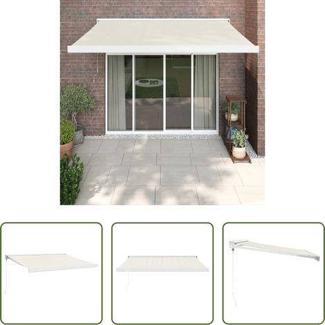 Ombrelle de jardin - Auvent rétractable crème 3,5x2,5 m tissu et aluminium (1/5)