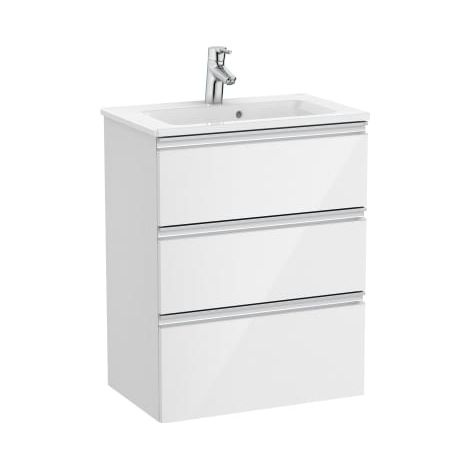 MUEBLE UNIK THE GAP 600X380 BLANCO DE TRES CAJONES Y LAVABO EN COLOR BLANCO