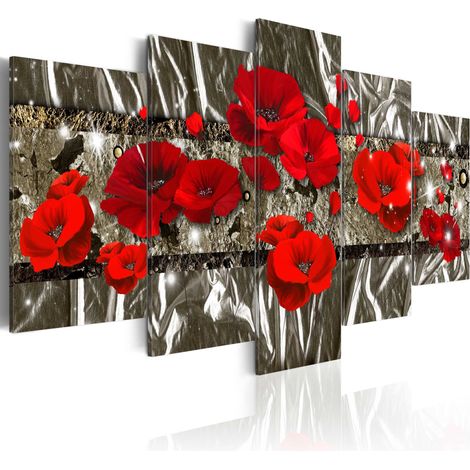 Quadro - papaveri d'argento - 100x50 (1/4)