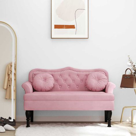 Teenpull – Sitzbank mit Kissen Rosa 120,5x65x75 cm Samt (1/5)