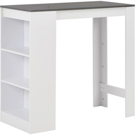 vidaXL Mesa alta de cocina con estantería blanca 110x50x103 cm (1/5)