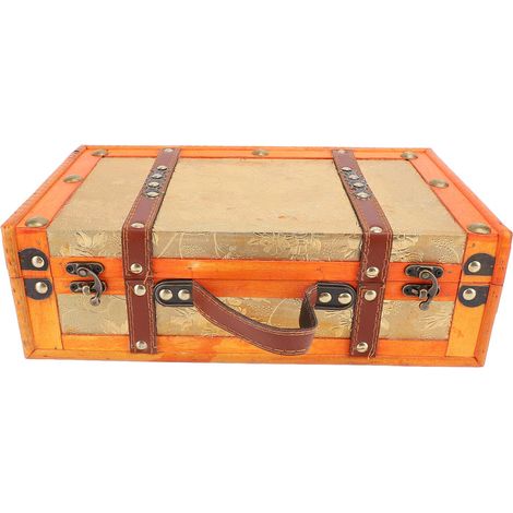 Coffre en bois composite vintage 34,2x20x11 cm mallette transport déco rangement maison accessoires photo (1/5)