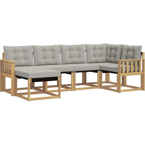 Outdoor-Sofagarnitur 6 Stk. Weiß und Hellgrau vidaXL (1/5)