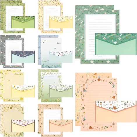 Ensemble de papeterie et enveloppes - 90 pièces - 60 feuilles de papier A5 et 30 enveloppes aux motifs floraux variés (10 modèles différents) - Idéal pour les invitations et les cartes de vœux (1/5)