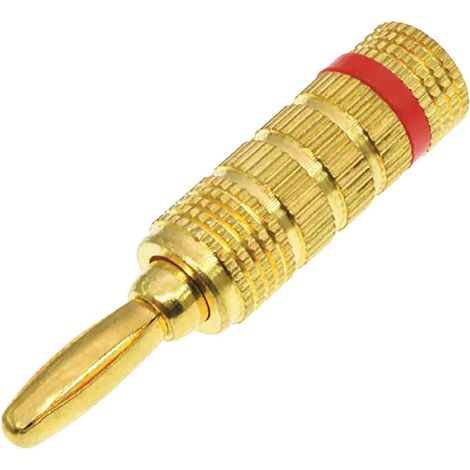 Fiche banane 4 mm RS PRO Rouge Mâle 24A 30V ( Prix pour Sachet de 2 ) (1/2)