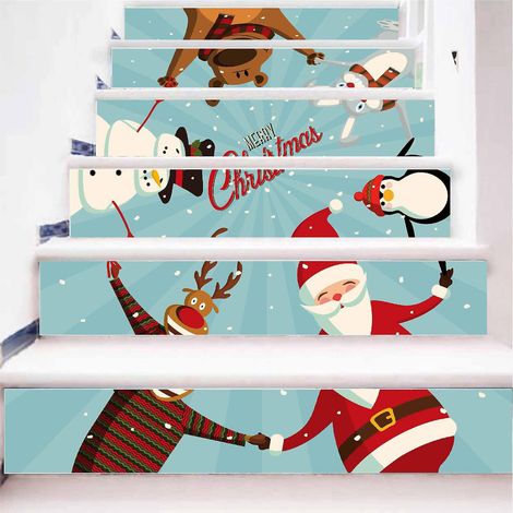 Autocollants D'escalier De Nol 3d Impermables Pour Rnovation D'escaliernol Snowman 3d Simulation Stair Stick Impermable Fashion Creative Step Decorati (1/3)