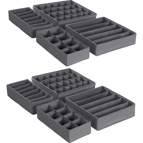 Cajas de almacenamiento plegables para ropa interior lote de 8 separador de cajones organizador de cajones para bragas sujetadores calcetines corbatas gris 120003071 (1/2)