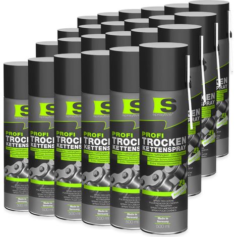 Spraytive 24x 500ml Profi Trockenkettenspray – Kettenspray mit PTFE, Kettenfett für Fahrrad, Motorrad & Maschinen (1/5)