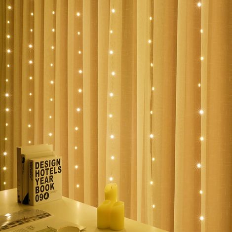 Guirlande Lumineuse LED - 305 Ampoules - Fil de Cuivre - Alimentation USB 5 V - 8 Modes avec Télécommande - Étanche - 3 x 3 m - Blanc Chaud (1/5)