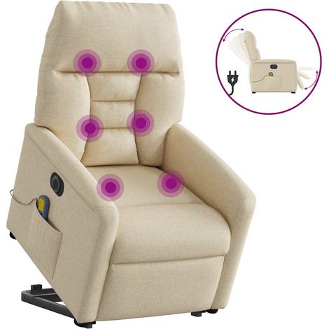 Elektrischer Massagesessel mit Aufstehhilfe Creme Stoff vidaXL (1/5)