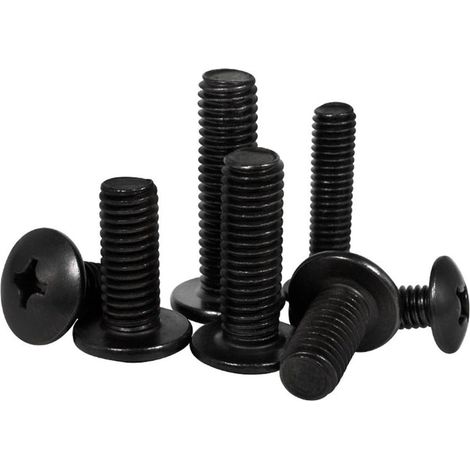 50 vis M3/M3.5, longueur 3-30 mm, tête champignon Phillips, en acier au carbone plaqué noir (14 M3 x