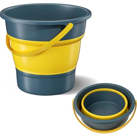 Seau Pliable Retractable en Plastique et Silicone - Nettoyage Ménager, Pêche, Camping, Voyage - avec Poignée (1/5)