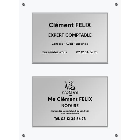 Support en plexi transparent pour 2 plaques professionnelles 20 x 30 cm paysage (1/4)