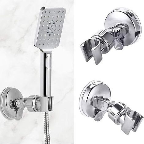 GDHZS- 3 pièces Support de douche mural universel en réglable, support pivotant pour tuyau standard, finition chromée, facile à installer et durable, support (1/5)