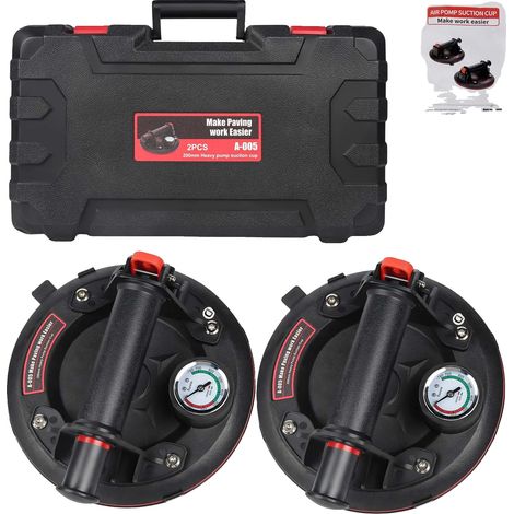 Lève-suceur à vide, Manomètre, Forte capacité de charge, noir, 400 Kg (1/2)