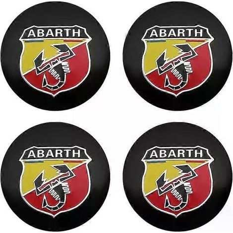Autocollants logo (jaunes) pour enjoliveurs de roue Fiat Abarth 124, 500 Grande, Punto Spider, 500C, 595C, 695C, Evo (1/3)