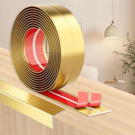 Baguette d'angle PVC Moulure Adhesive, Corniere Moulure Plafond Protection Angle Mur (or, 2cm x 4m) (1/5)