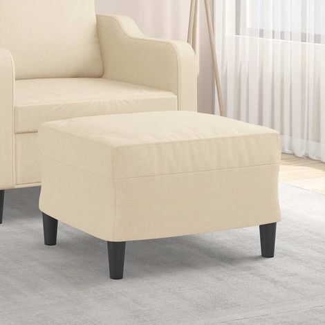 Repose-Pieds pour Salon ou Chambre - Tabouret Pouf Crème 60x50x41 cm Tissu BV519906 - BonneVie (1/5)