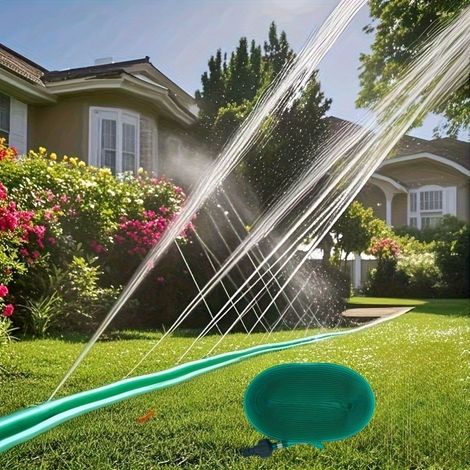 1 tuyau d'arrosage plat à aspersion, tuyau d'irrigation double couche ultra-résistant de 1/2 pouce pour pelouse et parterres de fleurs, vert, 295,28 pouces (1/5)