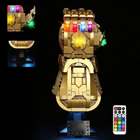 Jeu d'éclairage LED pour LEGO 76191 Marvel Le Gant de l’Infini –Thanos, Set d'éclairage LED de décoration pour Lego Thanos Gant avec télécommande RVB, base de couleur interchangeable (No Lego) (1/5)