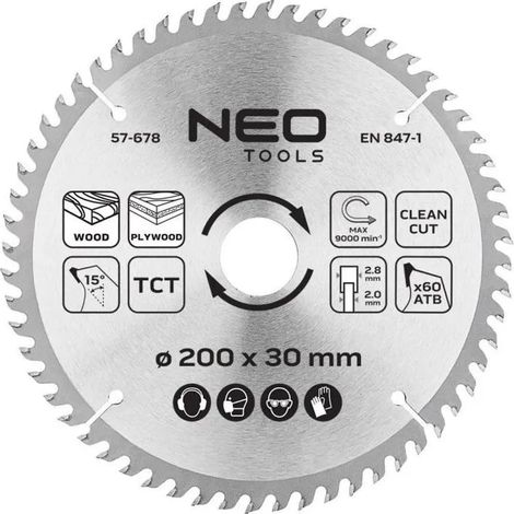 Kreissägeblatt neo 57-678 200 mm 60 Zähne