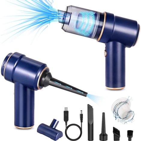 Aspirateur à Main sans Fil, 9000Pa Mini Aspirateur à Main, Aspirateur de Voiture, Rechargeable 3 en 1 Succion Légère avec Filtre Lavable pour Nettoyage d'animaux Poils Voiture Maison(Bleu) (1/5)