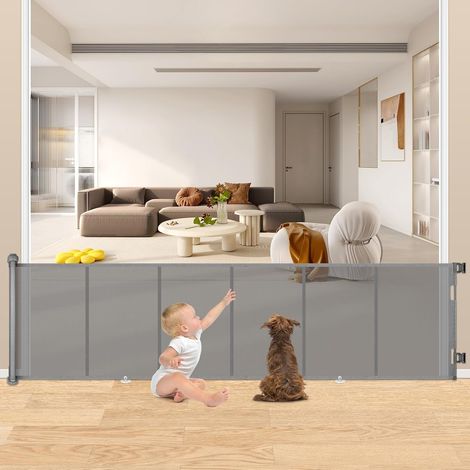 Barrière de Sécurité Enfant Rétractable 0-254cm, Gris (1/5)