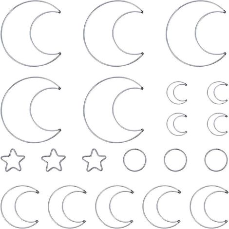 20 anneaux attrape-rêves en forme de lune et d'étoile, en macramé, pour décoration et loisirs créatifs. (1/5)