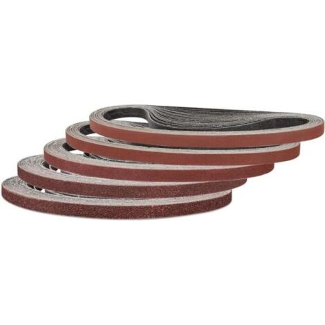 Lot de 25 bandes abrasives 9 x 533 mm, grain 60/80/120/240/400 pour ponceuse à bande, idéal pour le bois et la peinture (1/5)