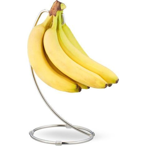 Porte-bananes - avec crochet - base ronde - métal - argent (1/5)