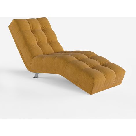 Chaise longue imbottita in ciniglia design classico capitonné Chamonix - Giallo (1/5)
