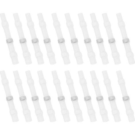 50 PCS Soudure Joint Fil Connecteurs Étanche Isolé Bornes De Fil Électrique Thermorétractable Épissure Butt pour Fil À Sertir Joint (Blanc) (Blanc)