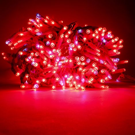 Luccika stringa catena 30 metri serie 300 luci di Natale a Maxi Led Rosso con Flash Bianco Ghiaccio per uso esterno ed interno professionale Rosso 30 metri - 300 MaxiLed Bianco Ghiaccio (1/5)