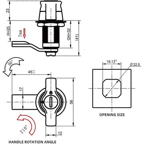 Verrou de porte de cabine de camping-car à joint de compression -- (1/5)