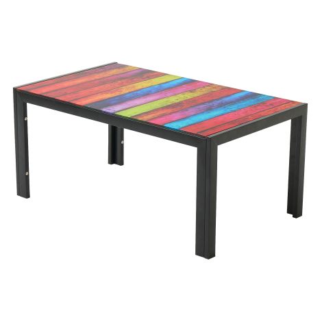 Table Basse en Verre Noir avec Pieds en Métal, Table de Salon et Table à Thé, Verre Trempé Durable, pour Salon, Bureau et Extérieur (1/5)